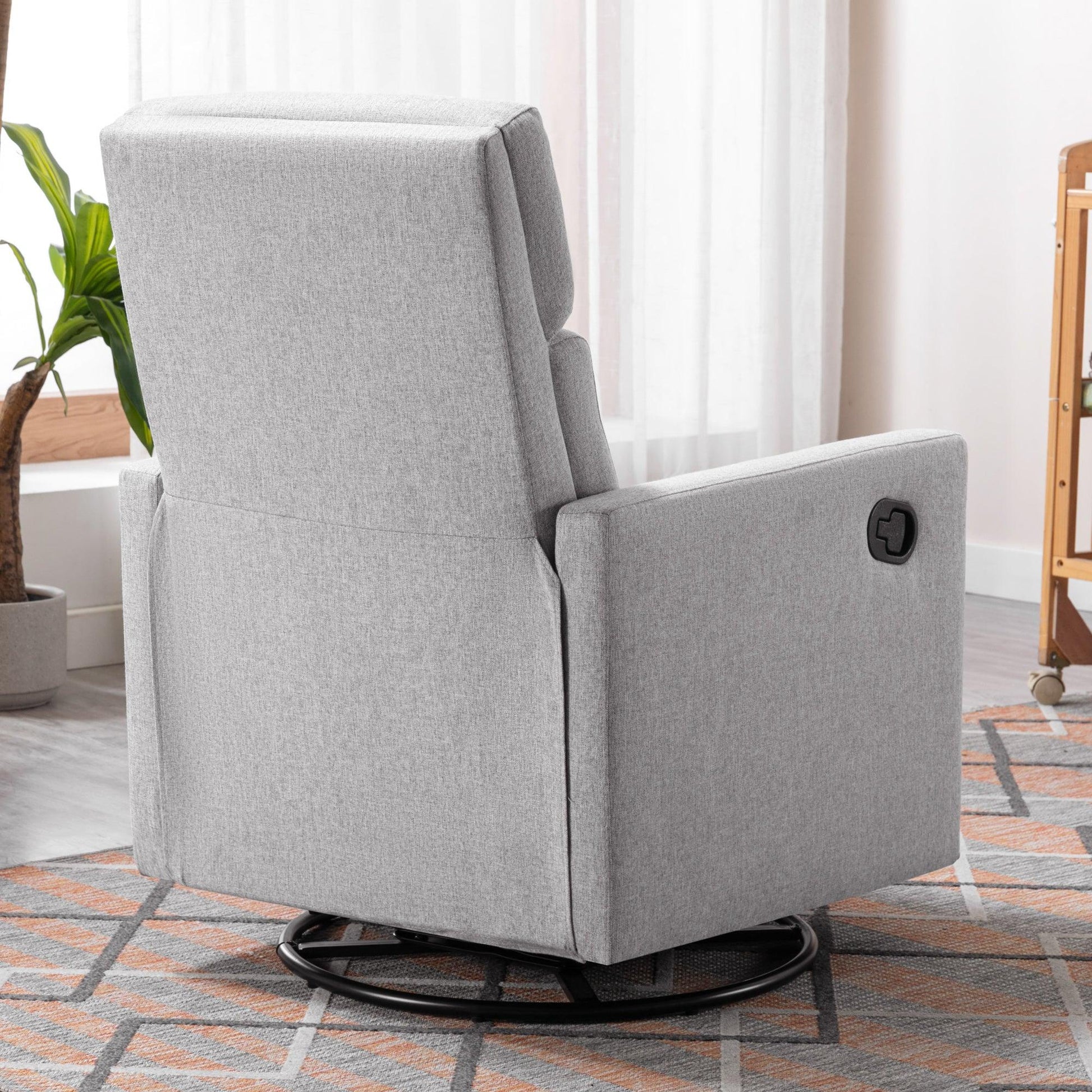 Modern Upholstered Rocker Nursery Chair Plush Seating Glider Swivel Recliner Chair Gray - FurniFindUSA