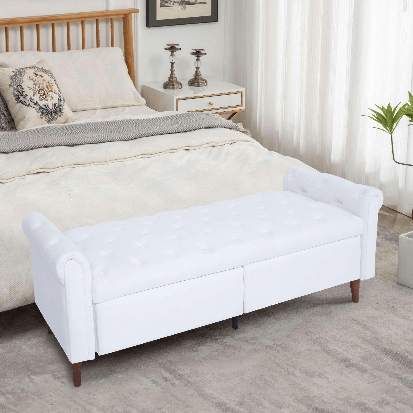 Storage Velvet Ottoman Bench with 2 Drawers for Bedroom End of Bed - FurniFindUSA