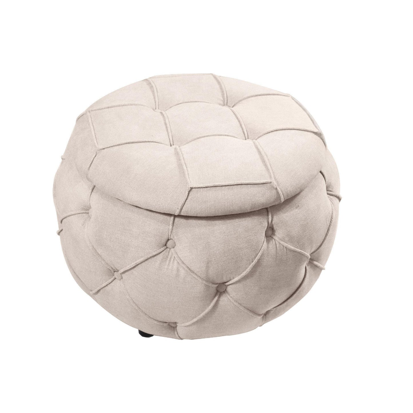 Large Button Tufted Woven Round Storage Footstool。Suitable for living room, bedroom, study - FurniFindUSA