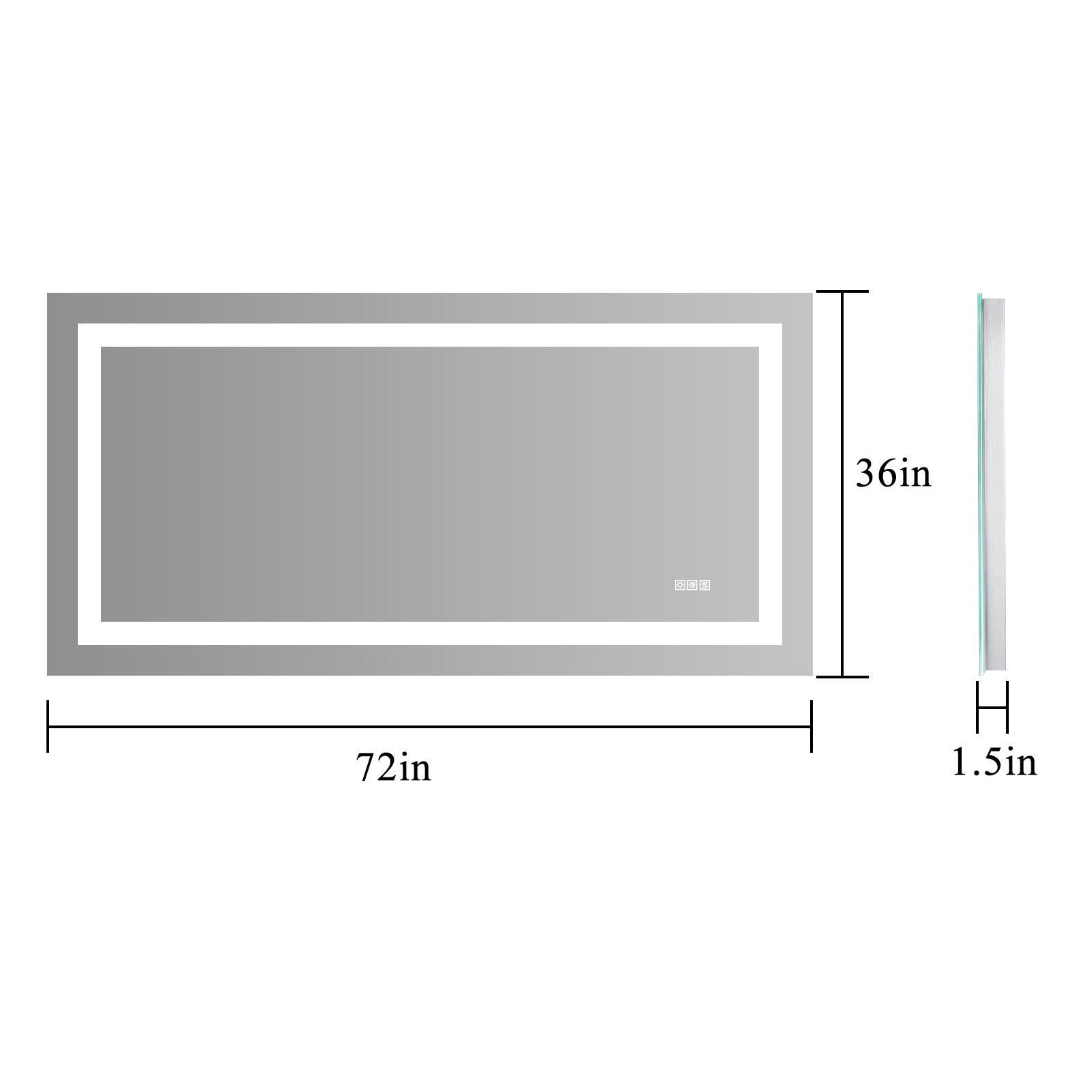 LED Bathroom Mirror 72x36 Inch with lights, anti-Fog & Dimming Led Bathroom Vanity Mirror - FurniFindUSA