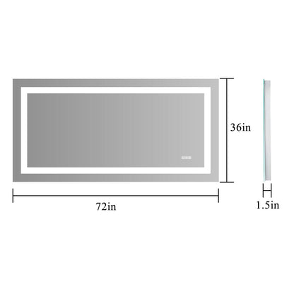 LED Bathroom Mirror 72x36 Inch with lights, anti-Fog & Dimming Led Bathroom Vanity Mirror - FurniFindUSA