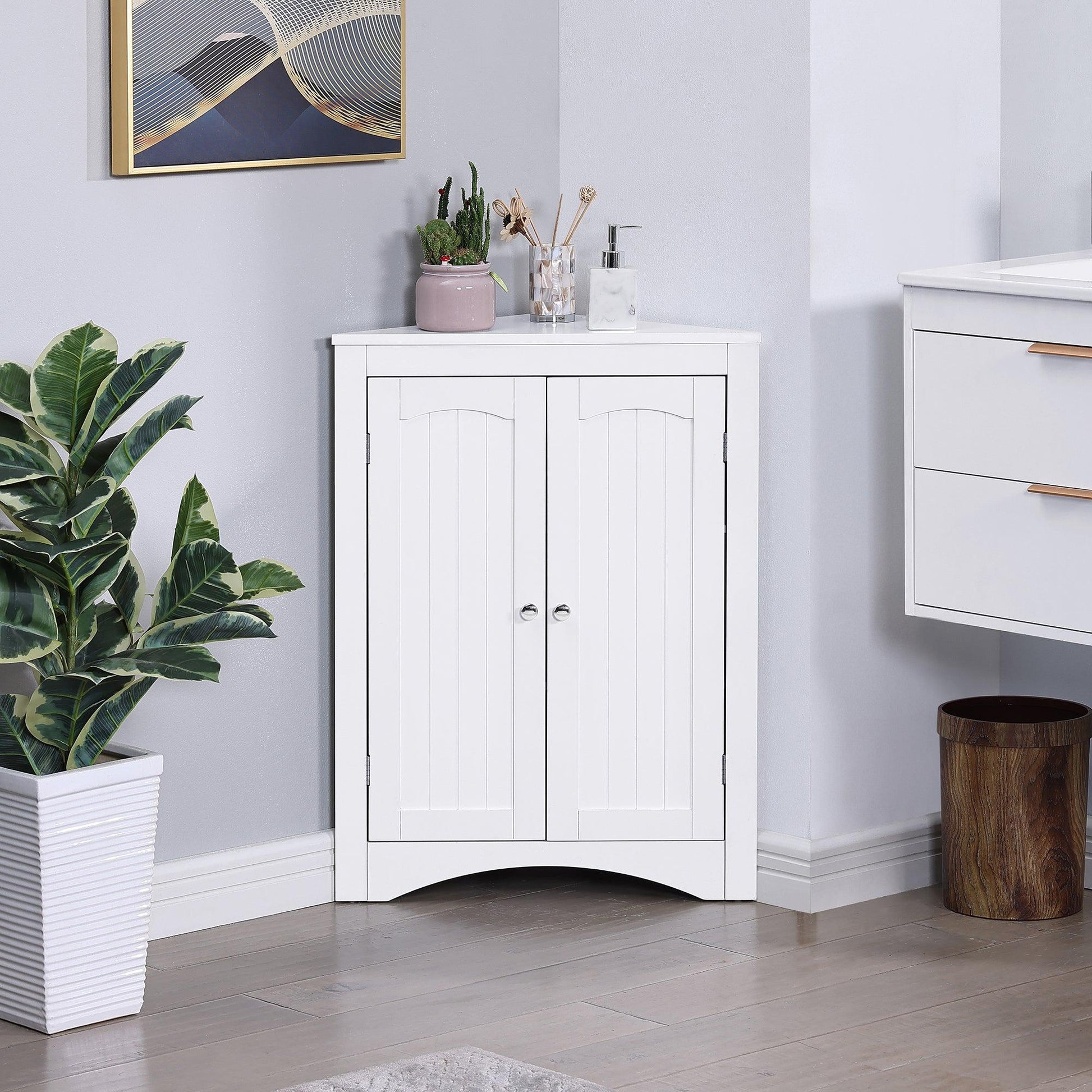 sideboard cabinet corner cabinet Bathroom Floor Corner Cabinet with Doors and Shelves - FurniFindUSA