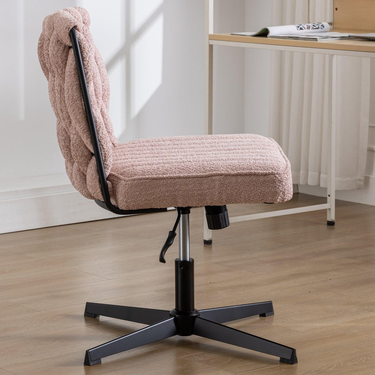 Armless Office Desk Chair No Wheels PINK - FurniFindUSA