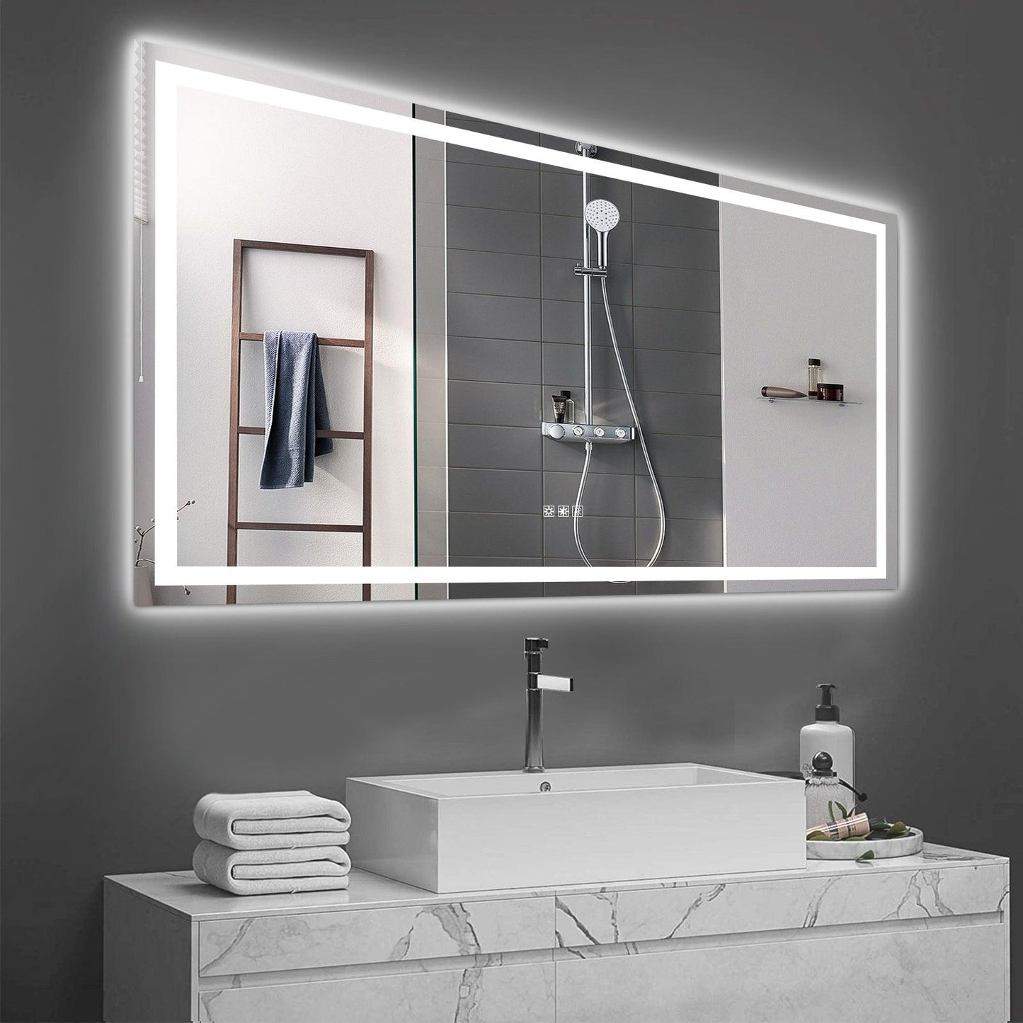 LED Bathroom Mirror 72x36 Inch with lights, anti-Fog & Dimming Led Bathroom Vanity Mirror - FurniFindUSA