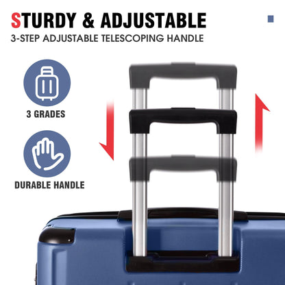 Hardshell Luggage Sets 3 Pcs Spinner Suitcase with TSA Lock Lightweight 20''24''28'' Blue + ABS - FurniFindUSA