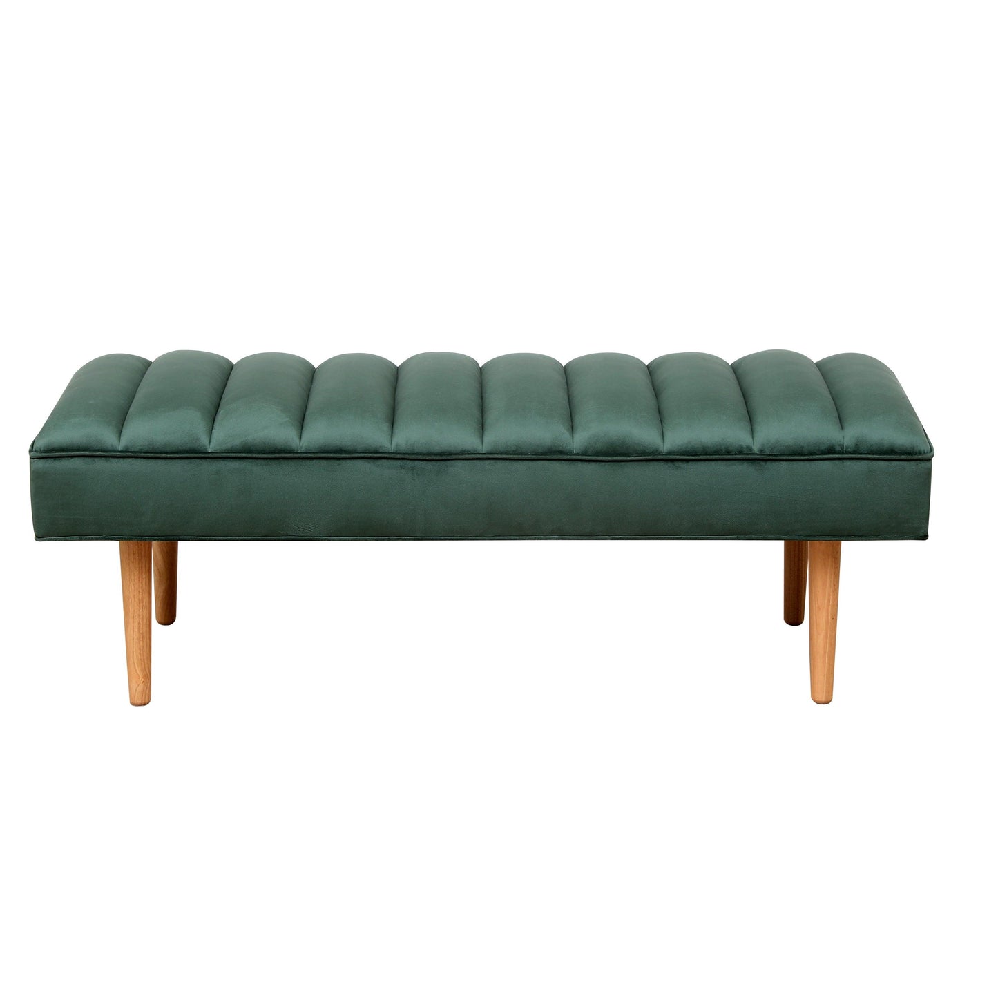 Accent Channel Tufted Ottoman Green Velvet End of Bed Bench (Green) - FurniFindUSA