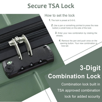 Hardshell Luggage Spinner Suitcase with TSA Lock Lightweight Expandable 24'' (Single Luggage) Green + ABS + 24 Inch - FurniFindUSA