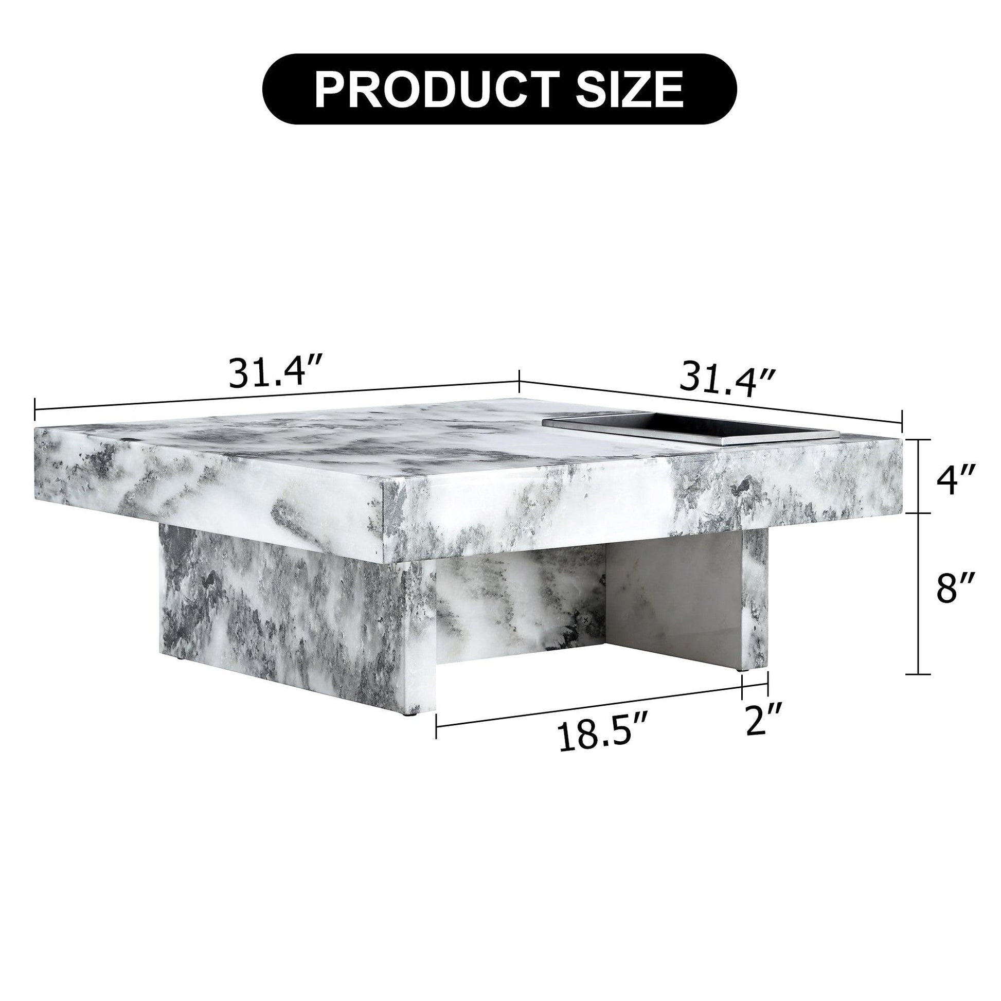 A modern and practical coffee table black and white in imitation marble pattern made of MDF material - FurniFindUSA