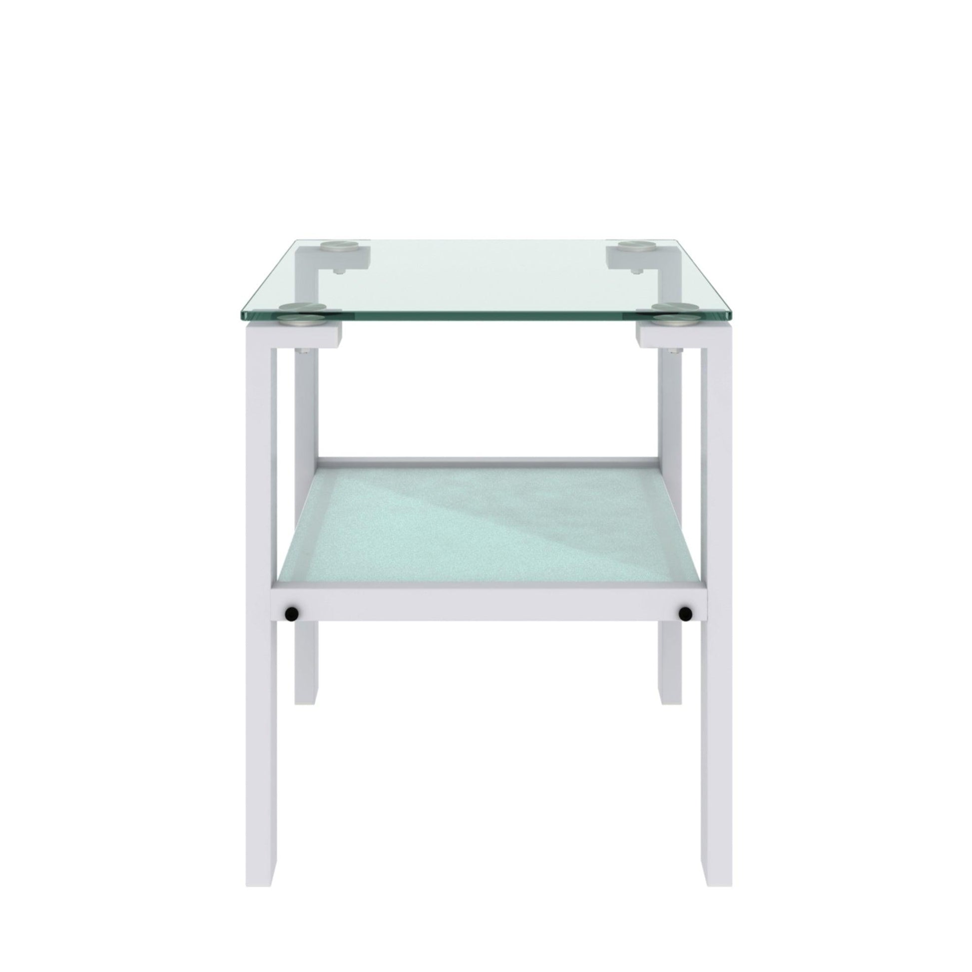 Glass two layer tea table small round table bedroom corner table living room white side table(White) - FurniFindUSA