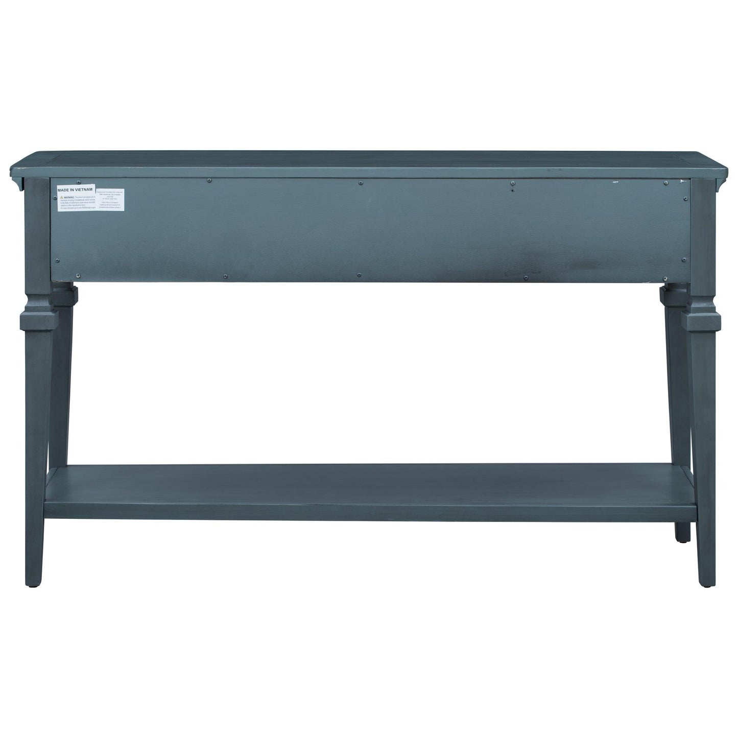 TREXM Classic Retro Style Console Table with Three Top Drawers and Open Style Bottom Shelf (Navy) - FurniFindUSA