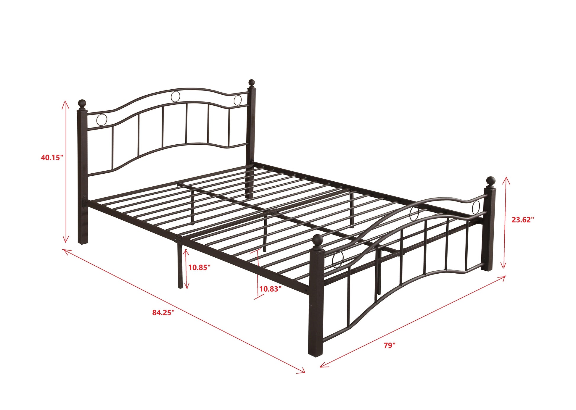 King Size Metal Bed Frame with Headboard and Footboard Bronze - FurniFindUSA