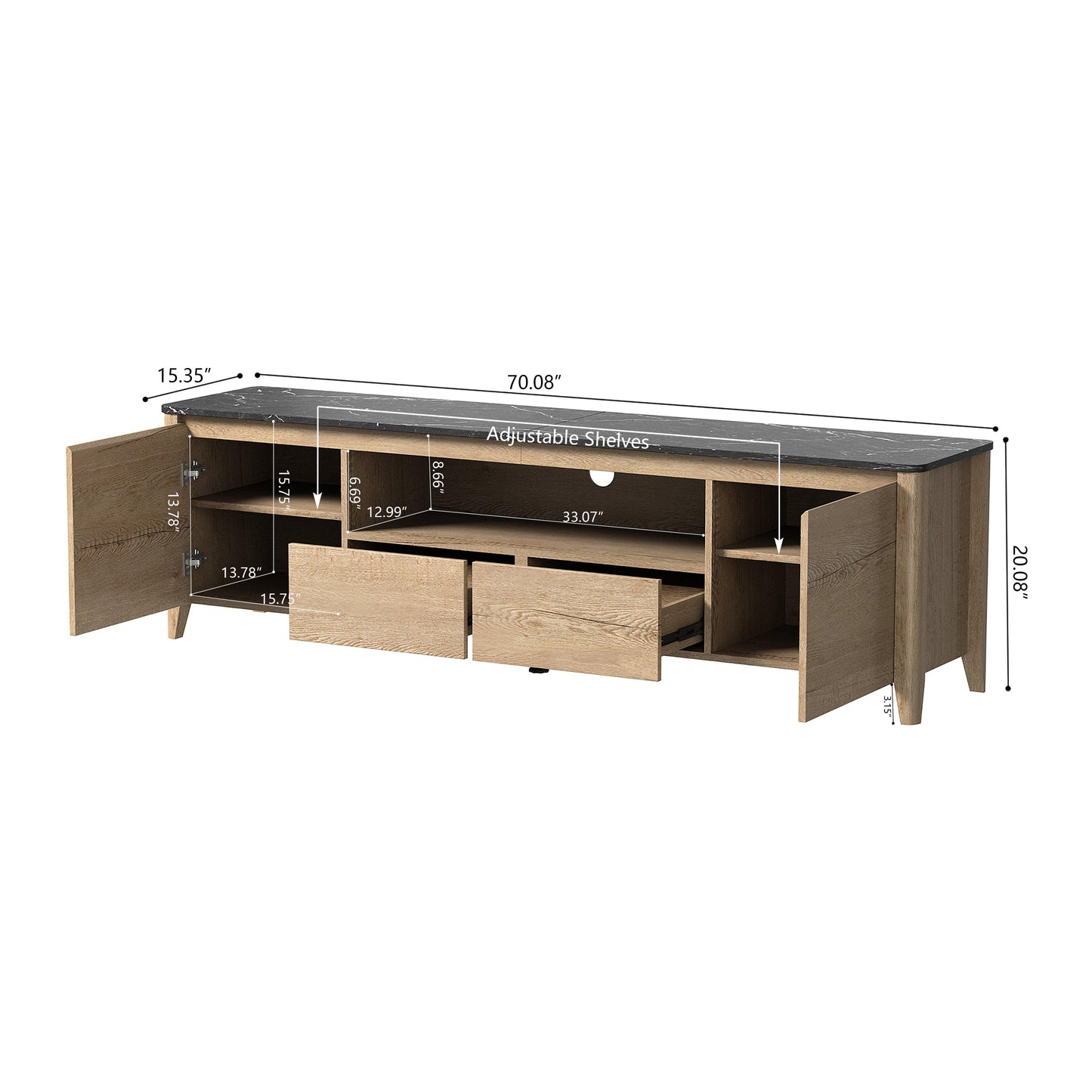 70 Inches Modern TV stand with LED Lights Entertainment Center TV cabinet with Storage for Up to 80 inch - FurniFindUSA