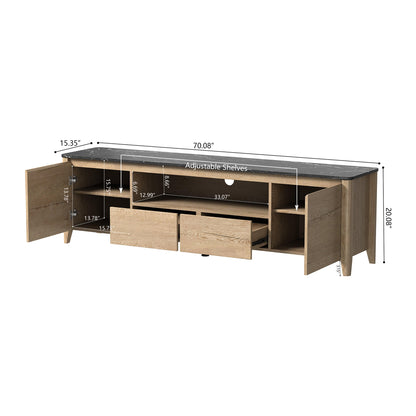 70 Inches Modern TV stand with LED Lights Entertainment Center TV cabinet with Storage for Up to 80 inch - FurniFindUSA