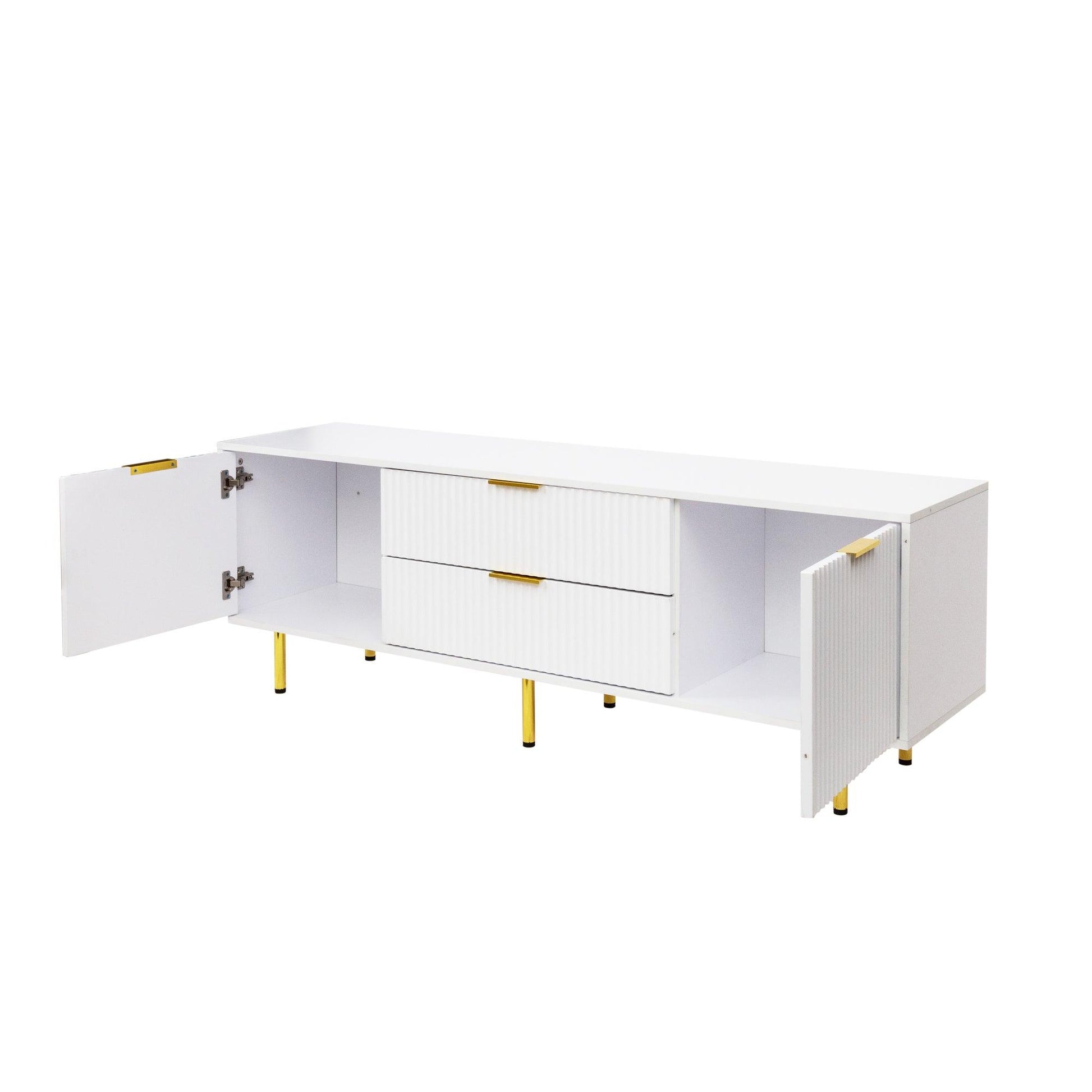 Modern warm white TV cabinet for Living Room Bedroom - FurniFindUSA