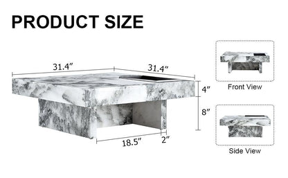 A modern and practical coffee table black and white in imitation marble pattern made of MDF material - FurniFindUSA