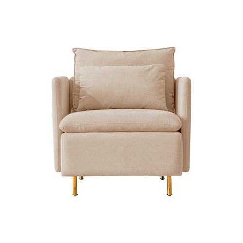 Modern fabric accent armchair, upholstered single sofa chair,Beige Cotton Linen-30.7'' - FurniFindUSA