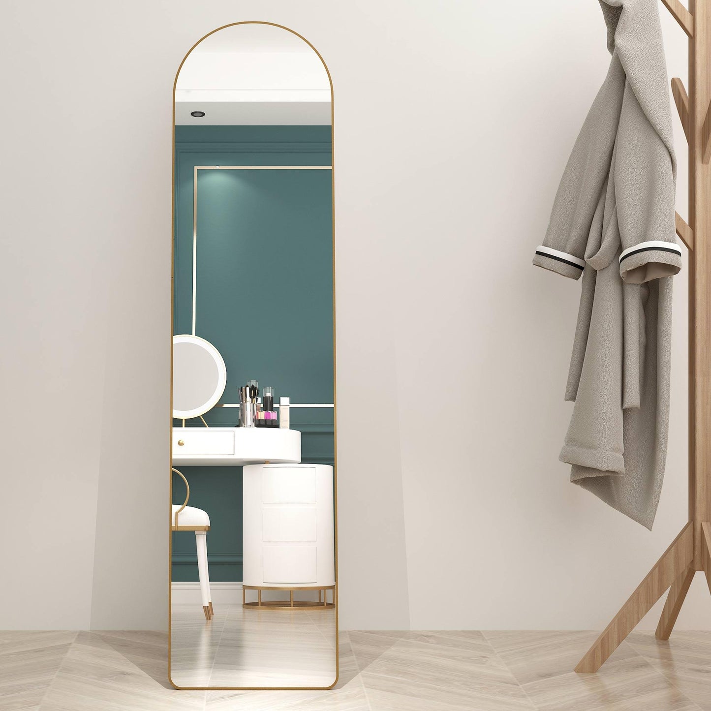 Aluminium alloy Metal Frame Arched Wall Mirror Bathroom Vanity Mirror Bedroom Home Porch - FurniFindUSA