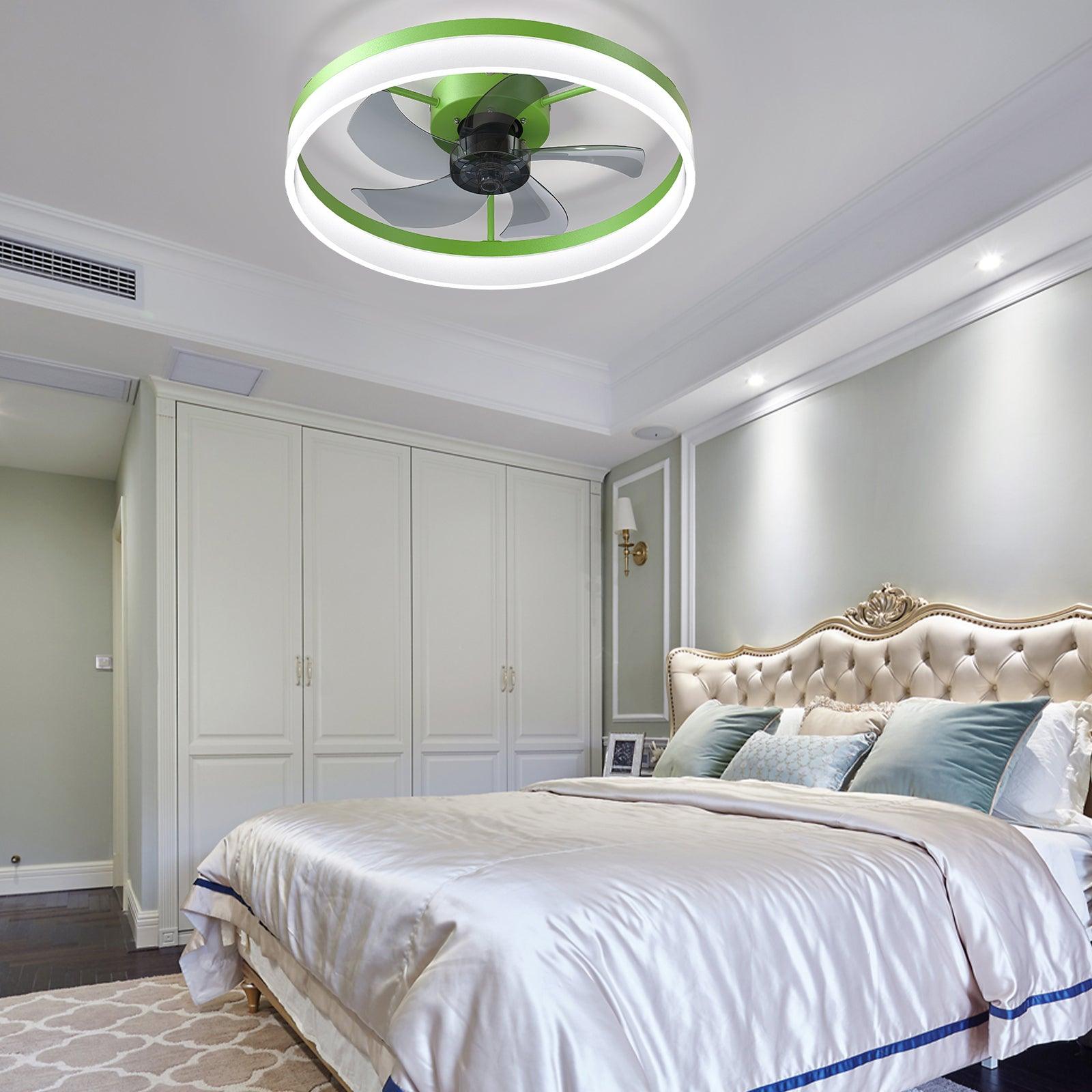 Ceiling Fans with Lights Dimmable LED Embedded installation of thin modern ceiling fans(Green) - FurniFindUSA