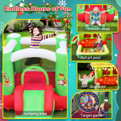 Christmas Jump 'n Slide Inflatable Bouncer for Kids Complete Setup with Blower - 80" x 91" Play Area - 55" Tall - FurniFindUSA