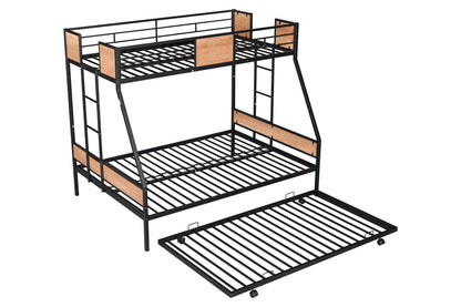 Metal Twin over Full Bunk Bed with Trundle/ Heavy-duty Sturdy Metal - FurniFindUSA