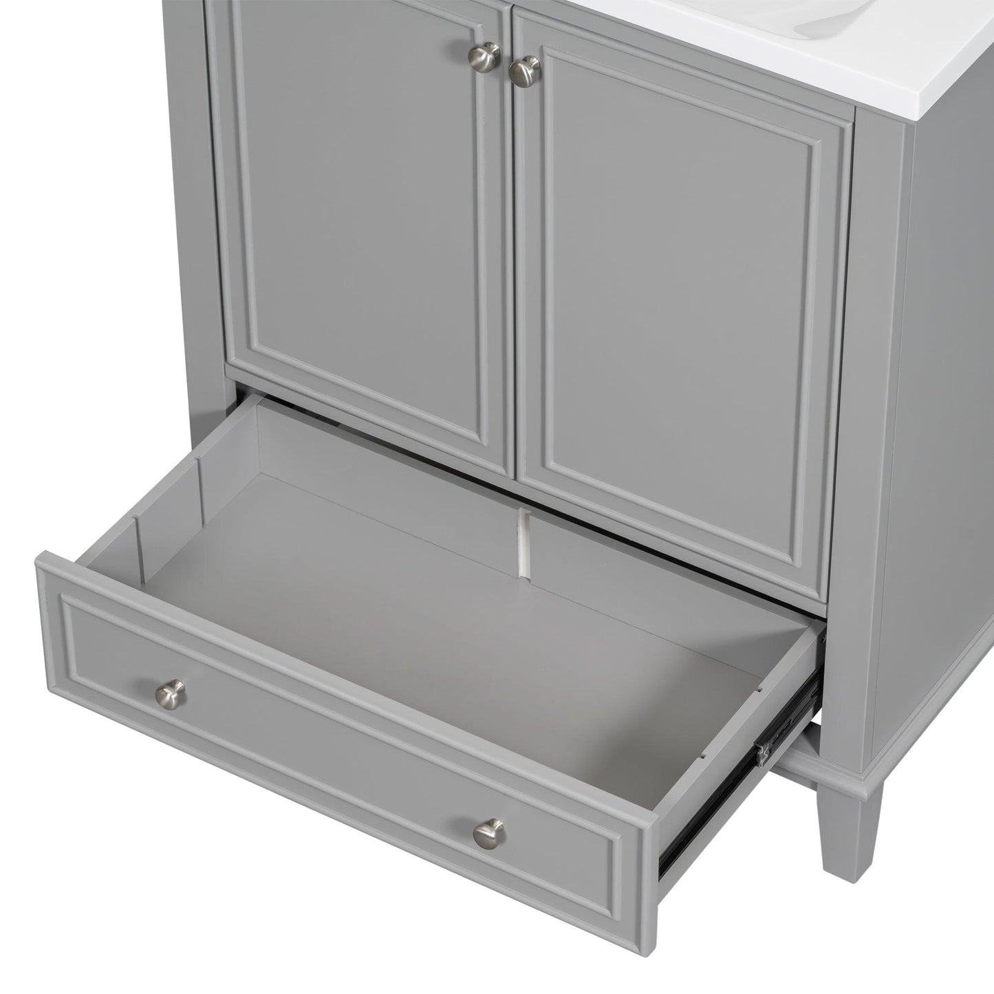 30inchgrey Bathroom Vanity with Sink ComboMulti-functional Bathroom Cabinet with Doors and Drawer Solid Frame and MDF Board - FurniFindUSA