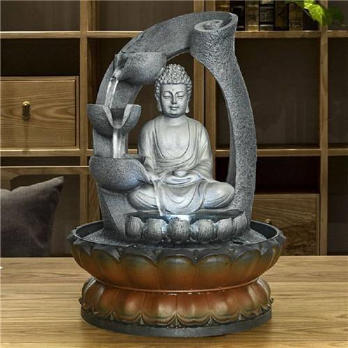 11inches Buddha Fountain Tabletop Decorative Waterfall with Submersible Pump for Office Home Decor - FurniFindUSA