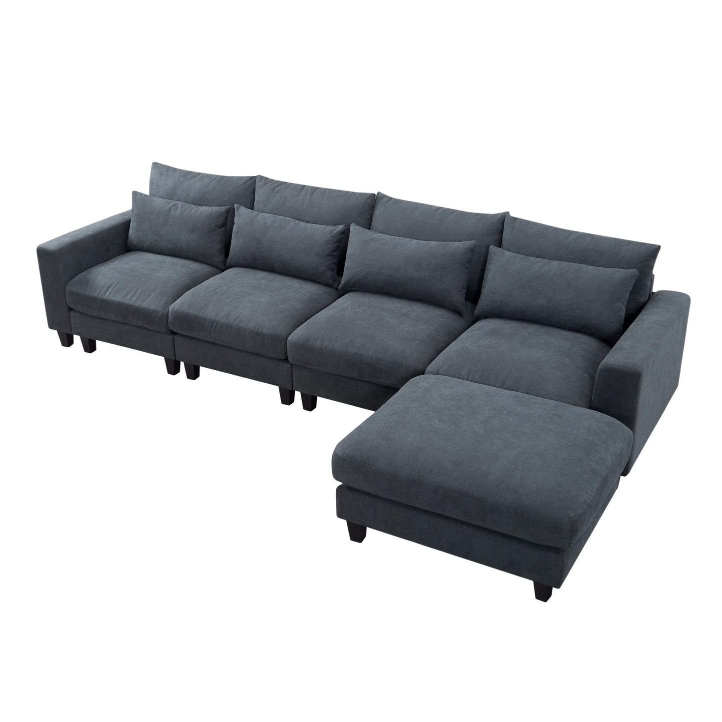 124.4” Modular L-Shaped Sectional Sofa with Ottoman