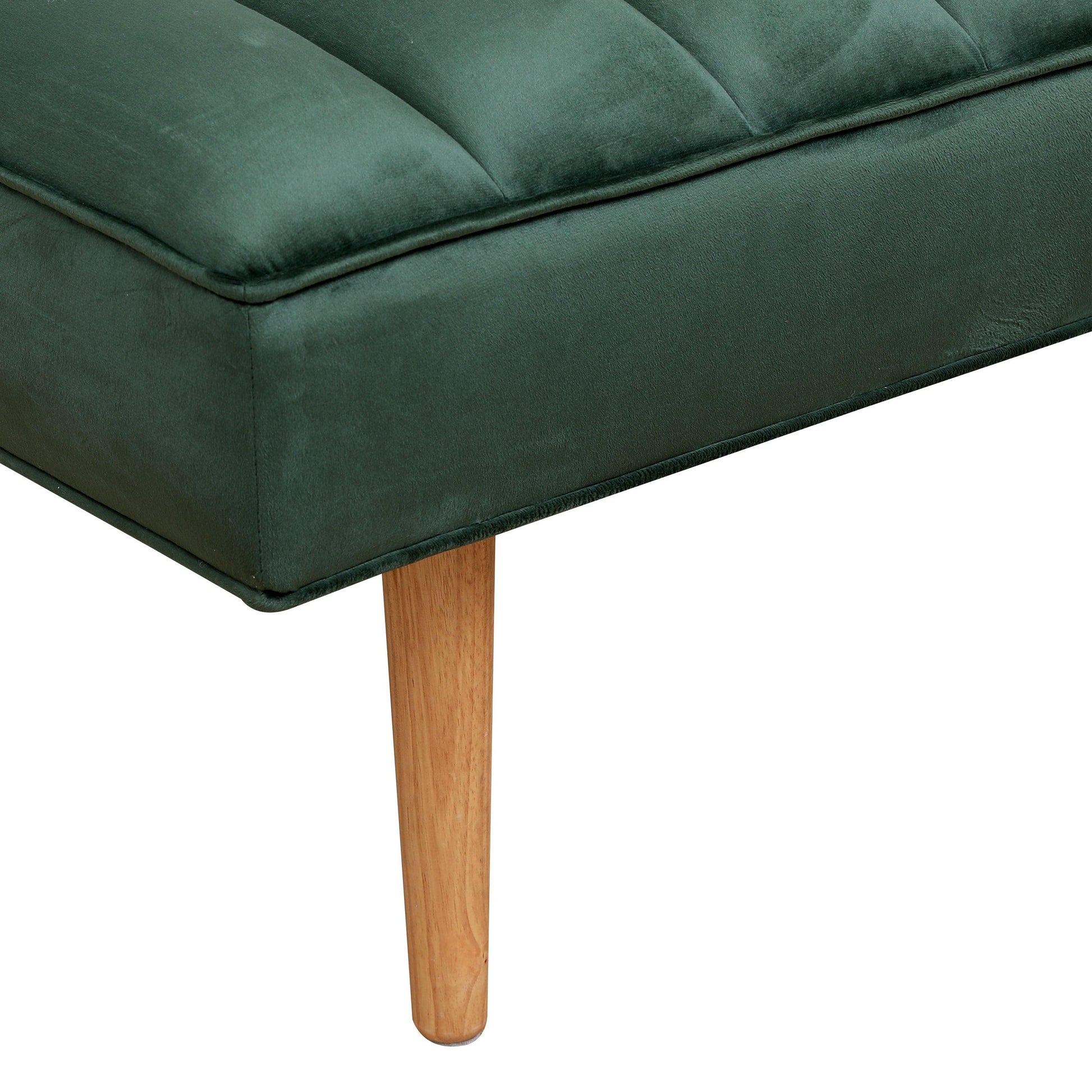 Accent Channel Tufted Ottoman Green Velvet End of Bed Bench (Green) - FurniFindUSA