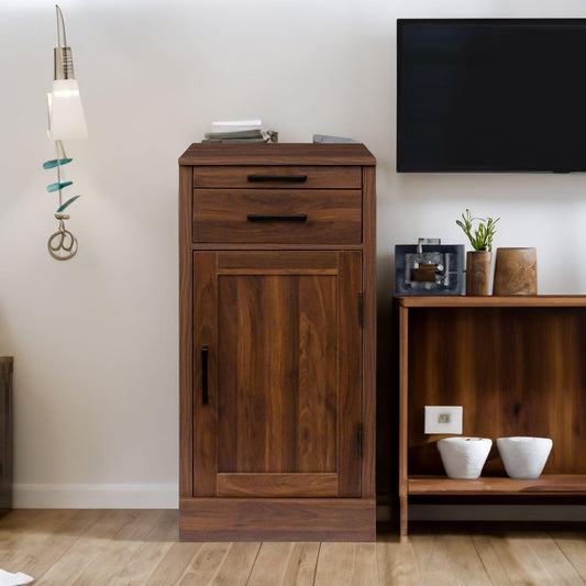 brown walnut color modular wine bar cabinet Buffet Cabinet with Hutch for Dining Room - FurniFindUSA