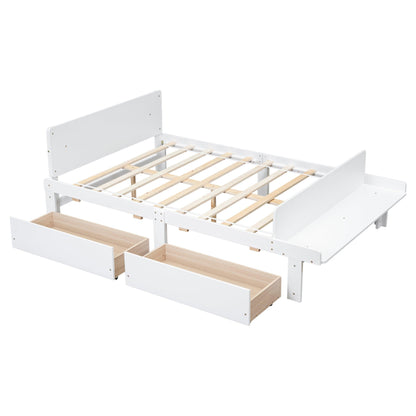 Full Bed with Footboard Bench 2 drawers White - FurniFindUSA