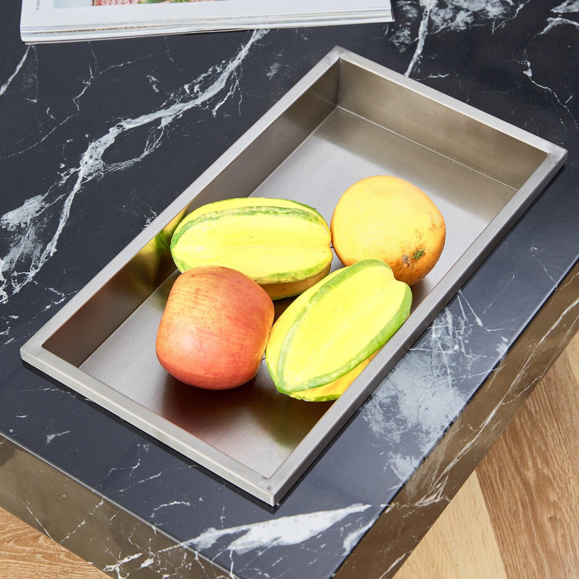 A modern and practical coffee table made of MDF material with black patterns - FurniFindUSA