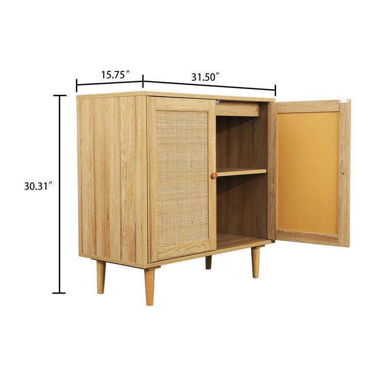 Rattan Storage Cabinet: Accent Cabinet with Doors Buffet Cabinet with Storage for Living Room Hallway Bedroom - FurniFindUSA