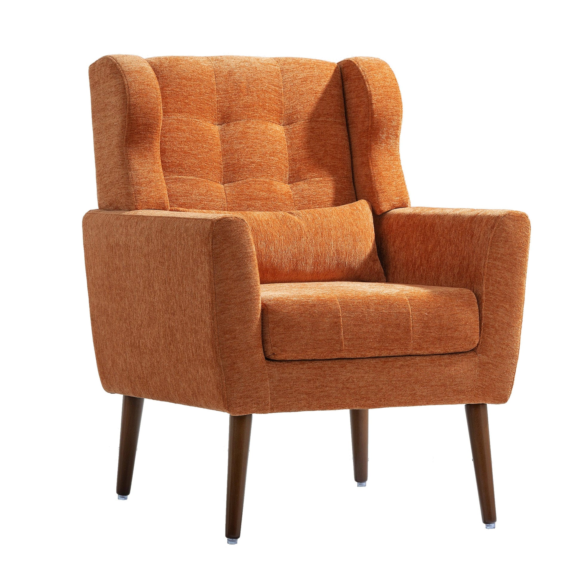 Modern Accent Chair Upholstered Foam Filled Living Room Chairs Comfy Reading Chair Mid Century Modern Chair (Orange) - FurniFindUSA