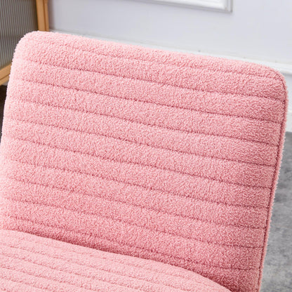 Modern minimalist pink plush fabric single person sofa chair with golden metal legs - FurniFindUSA