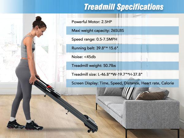 NEW Folding Treadmills Walking Pad Treadmill for Home Office -2.5HP Walking Treadmill With Incline Bluetooth Speaker - FurniFindUSA