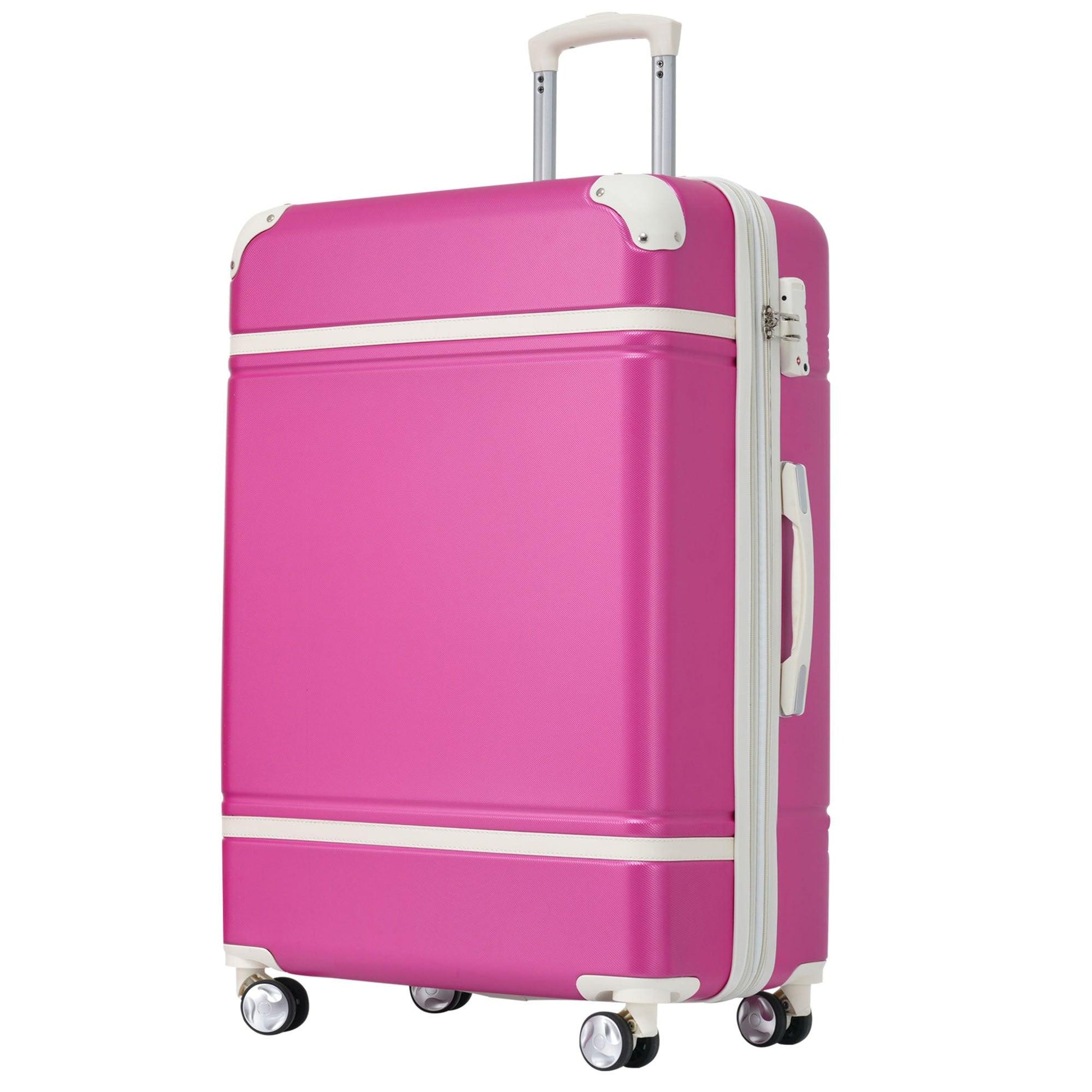 28 IN Luggage 1 Piece with TSA lock , Expandable Lightweight Suitcase Spinner Wheels, Vintage Luggage,Pink - FurniFindUSA