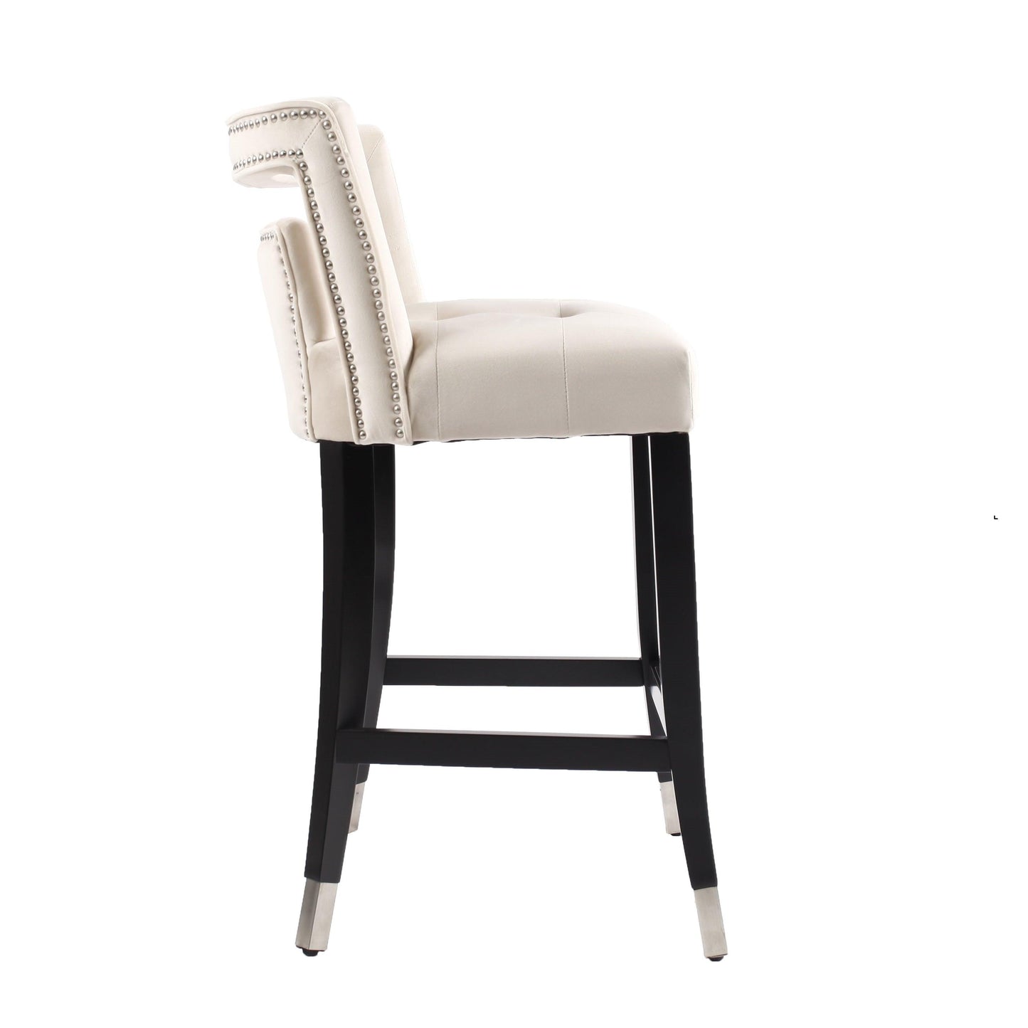 Suede Velvet Barstool with nailheads Dining Room Chair 2 pcs Set - 26 inch Seater height - FurniFindUSA