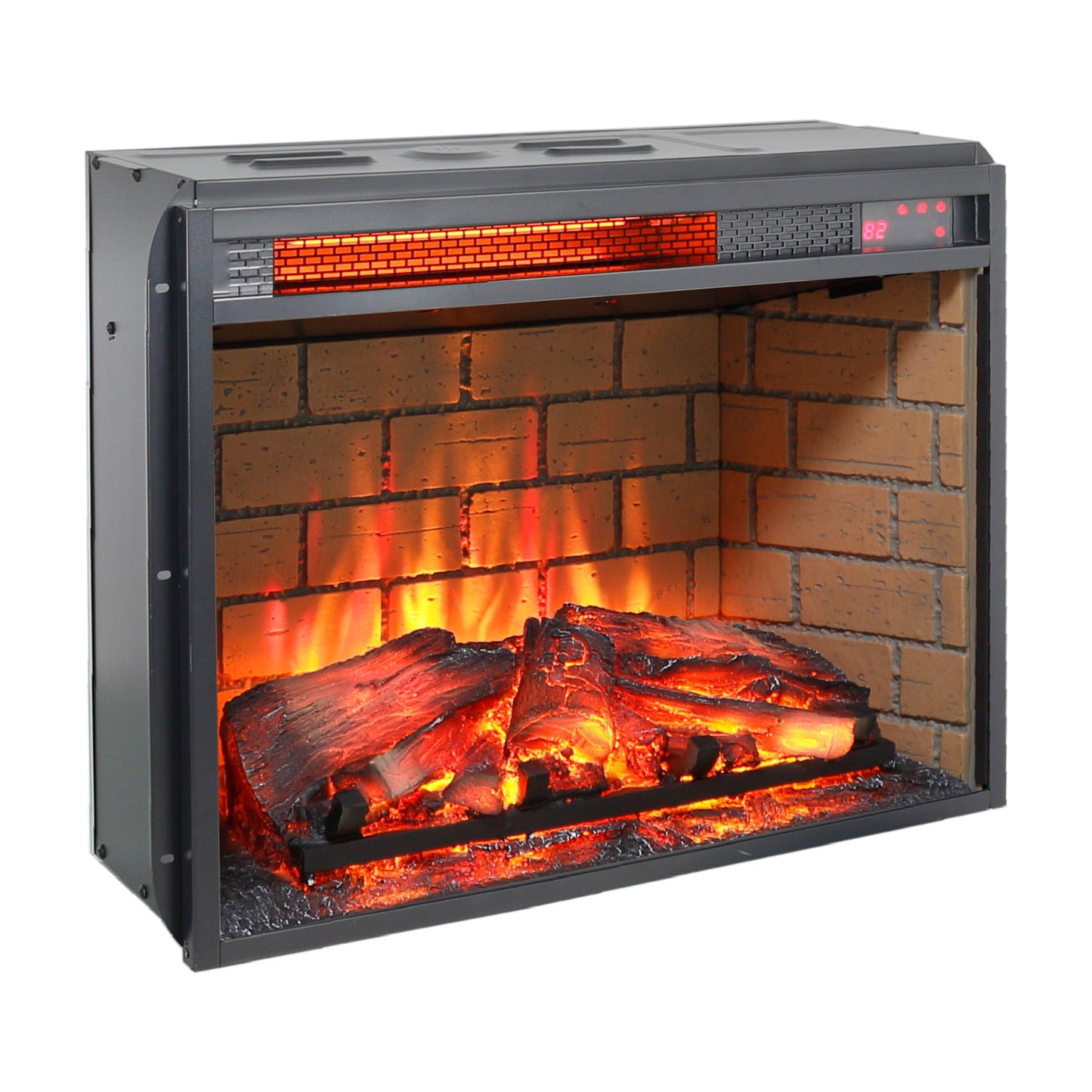 23 inch infrared quartz heater fireplace insert -woodlog version with brick - FurniFindUSA