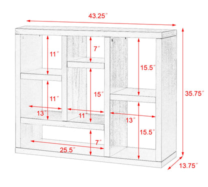 Open Wooden Open Shelf Bookcase Freestanding Display Storage Cabinet with 7 Cube Storage Spaces - FurniFindUSA