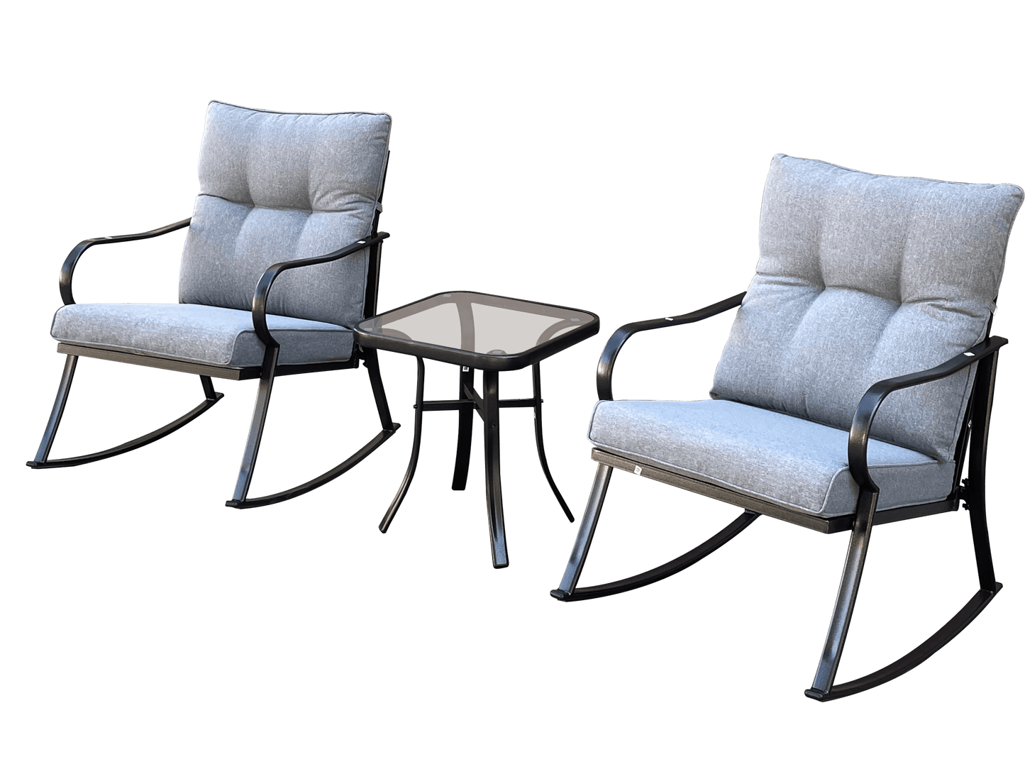 ROCKER SET CHAIR AND TEAPOY Medium grey - FurniFindUSA