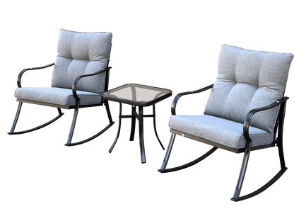 ROCKER SET CHAIR AND TEAPOY Medium grey - FurniFindUSA