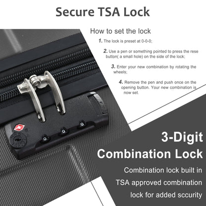 Hardshell Luggage Spinner Suitcase with TSA Lock Lightweight Expandable 24'' (Single Luggage) Black + ABS + 24 Inch - FurniFindUSA