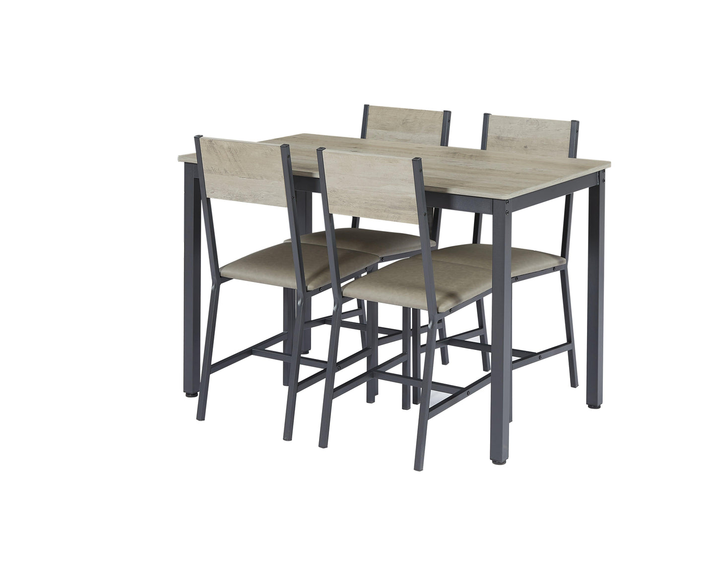 Dining Set for 5 Kitchen Table with 4 Upholstered Chairs Grey 47.2'' L x 27.6'' W x 29.7'' H - FurniFindUSA