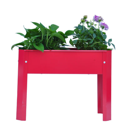 Elevated garden bed.metal elevated outdoor flowerpot box.suitable for backyard and terrace.large flowerpot. Red x 2 - FurniFindUSA