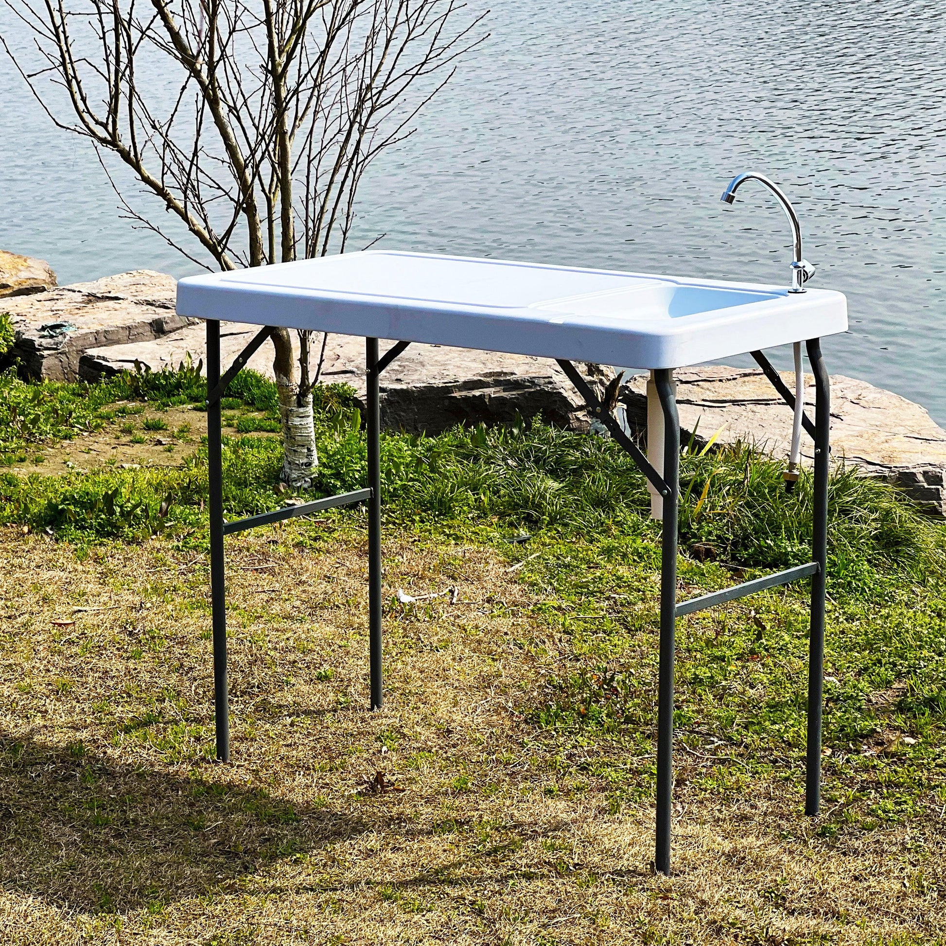 Outdoor Fish and Game Cutting Cleaning Table w/Sink and Faucet - FurniFindUSA