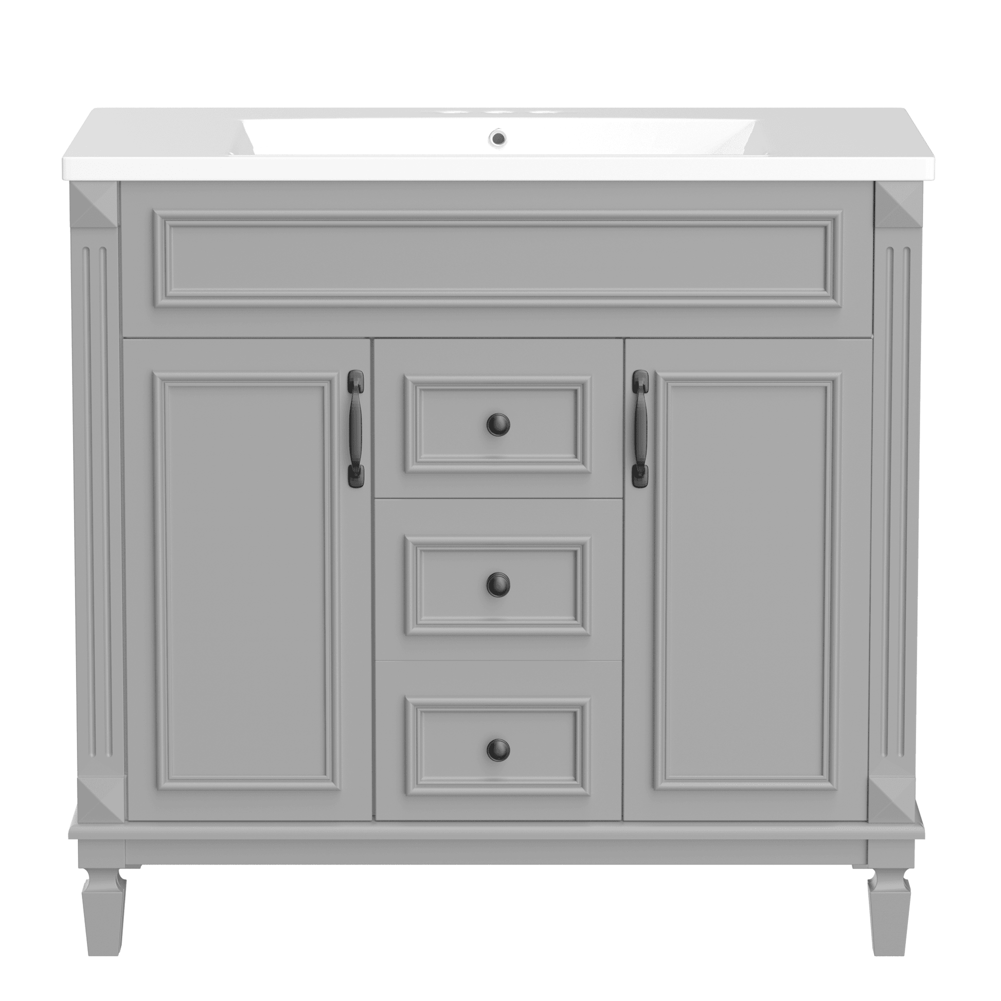 36'' Bathroom Vanity with Top Sink, Modern Bathroom Storage Cabinet with 2 Soft Closing Doors and 2 Drawers, Single Sink Bathroo - FurniFindUSA