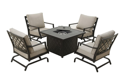 5 Piece Outdoor Rattan Sectional Sets With Fire Pit - FurniFindUSA