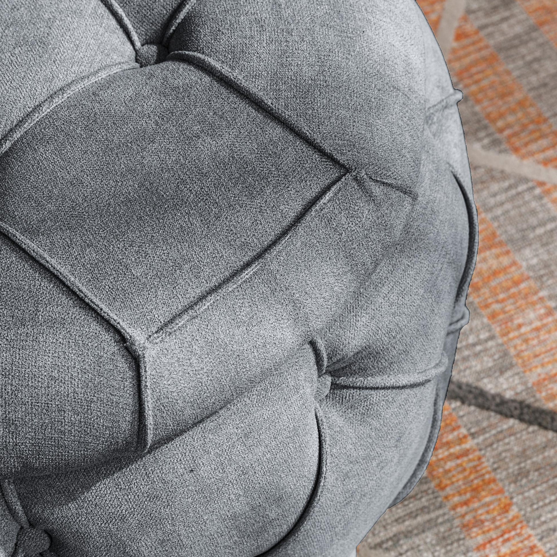 Large Button Tufted Woven Round Storage Footstool。Suitable for living room, bedroom, study - FurniFindUSA