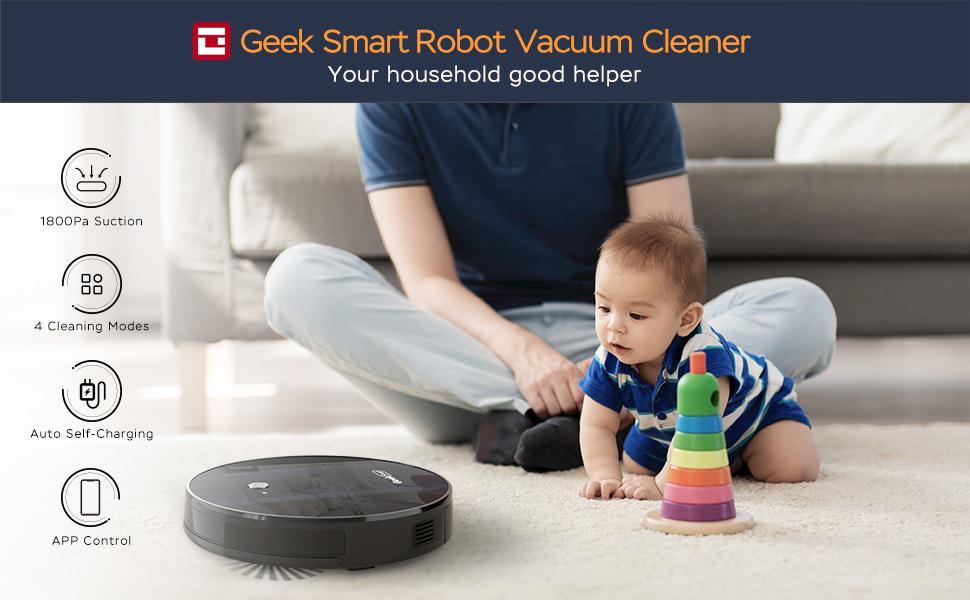 Geek Smart Robot Vacuum Cleaner G6 Plus,1800Pa Strong Suction, Automatic Self-Charging, App Control - FurniFindUSA