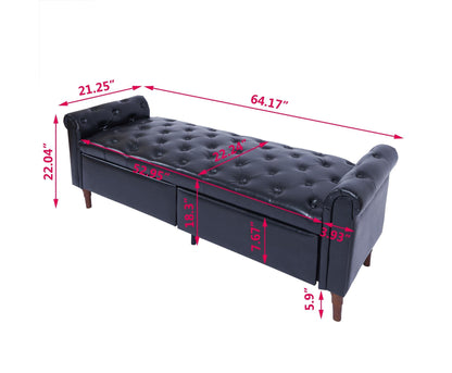 Storage PU Ottoman Bench with 2 Drawers for Bedroom End of Bed - FurniFindUSA